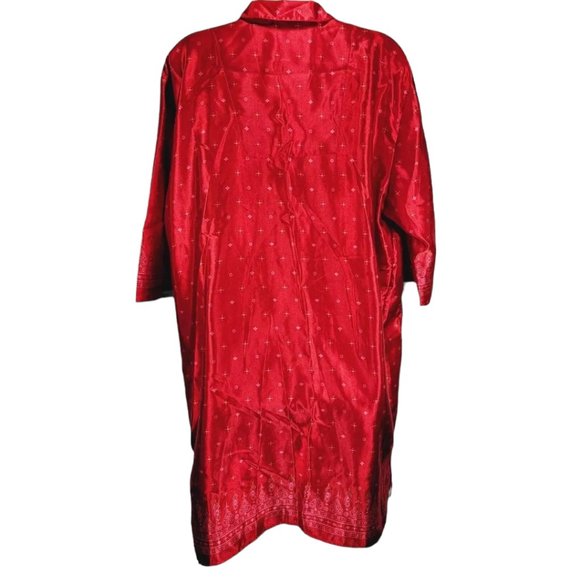 Vintage Bed of Roses Satin Button Up Nightgown XL Red Womens Lingerie - Picture 2 of 6